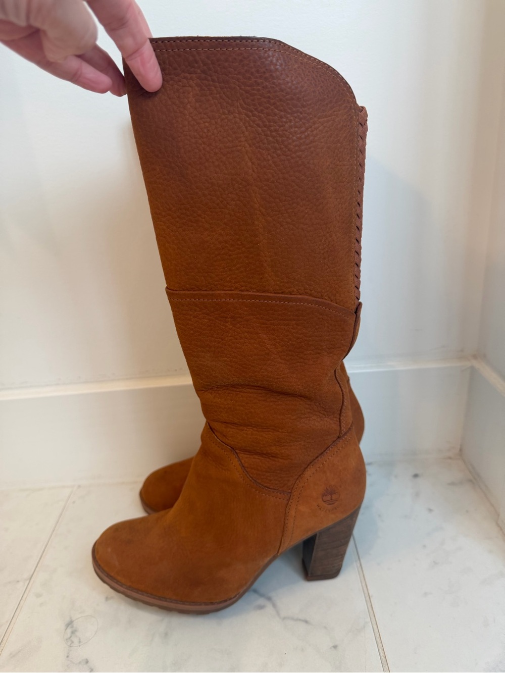Timberland Women's Cognac Leather Mid-Calf Heeled Boots